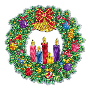 DIY Diamond Painting Wall Hanging Pendant Christmas Flower Wreath Kit Home Door Decoration Window Door Christmas Gifts Pendant ktclubs.com