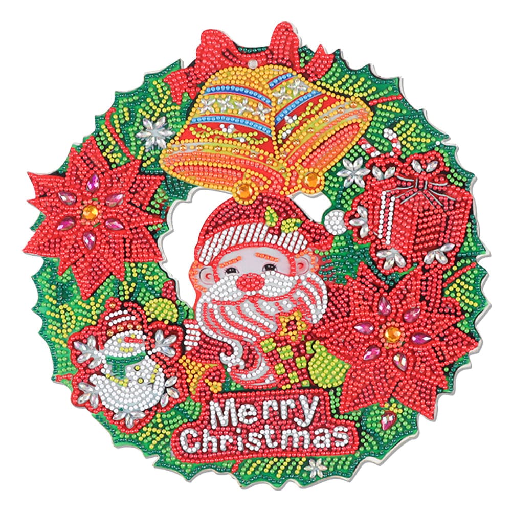 DIY Diamond Painting Wall Hanging Pendant Christmas Flower Wreath Kit Home Door Decoration Window Door Christmas Gifts Pendant ktclubs.com