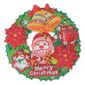 DIY Diamond Painting Wall Hanging Pendant Christmas Flower Wreath Kit Home Door Decoration Window Door Christmas Gifts Pendant ktclubs.com