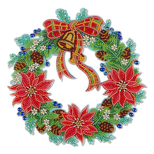 DIY Diamond Painting Wall Hanging Pendant Christmas Flower Wreath Kit Home Door Decoration Window Door Christmas Gifts Pendant ktclubs.com