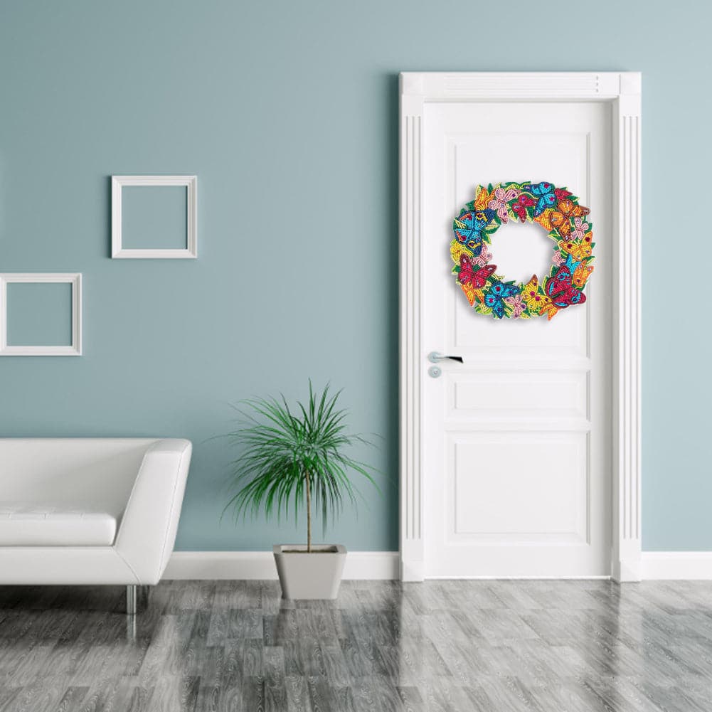 DIY Diamond Painting Wall Hanging Pendant Christmas Flower Wreath Kit Home Door Decoration Window Door Christmas Gifts Pendant ktclubs.com