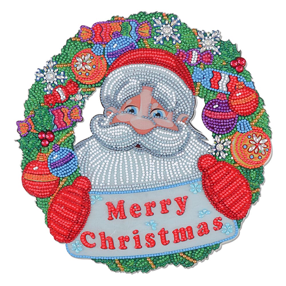 DIY Diamond Painting Wall Hanging Pendant Christmas Flower Wreath Kit Home Door Decoration Window Door Christmas Gifts Pendant ktclubs.com