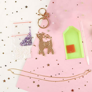 DIY Elk Necklace Full Drill Diamond Keychain ktclubs.com