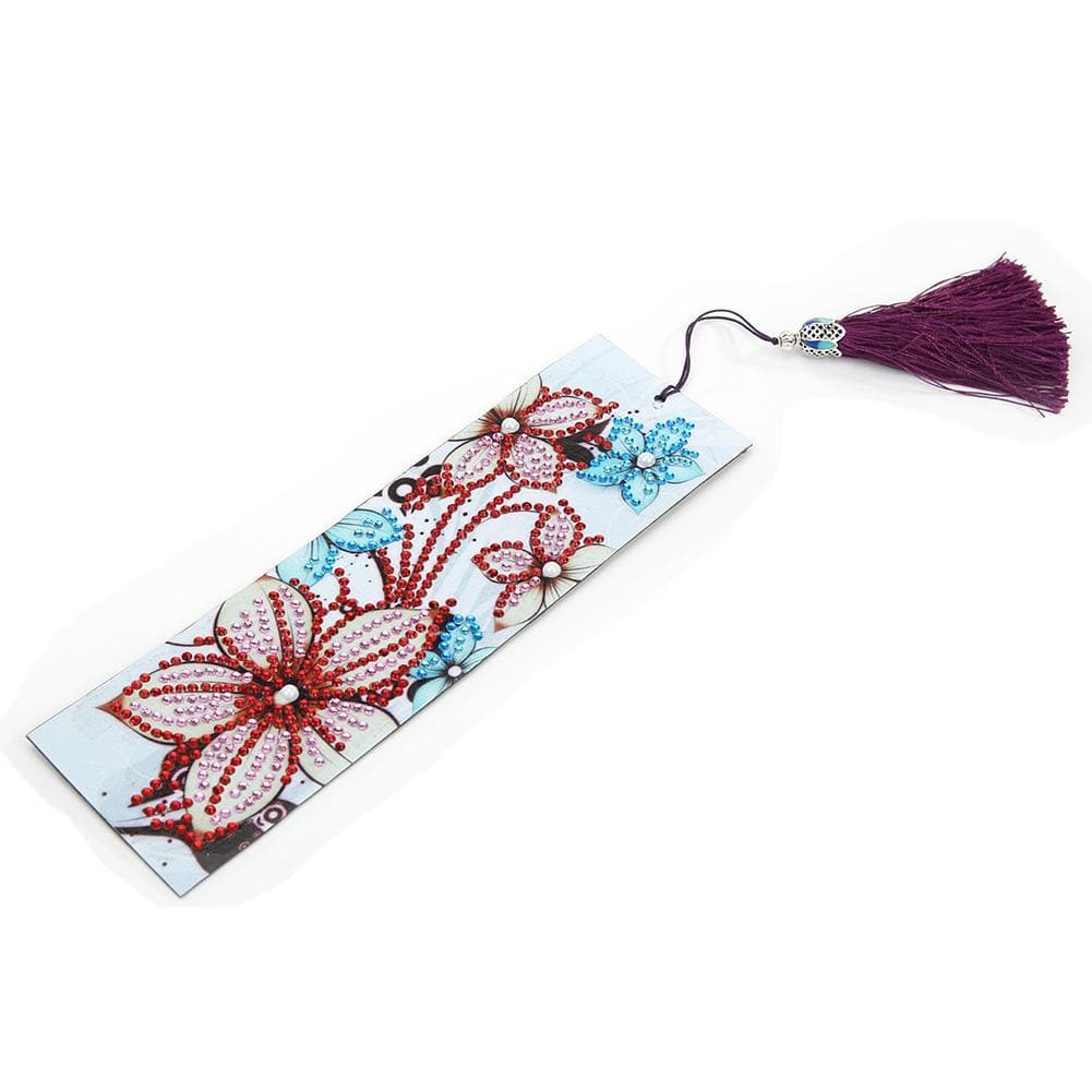 DIY Flower Special Shaped Diamond Leather Tassel Bookmark ktclubs.com