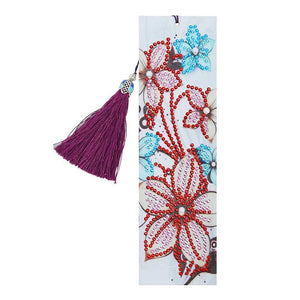 DIY Flower Special Shaped Diamond Leather Tassel Bookmark ktclubs.com