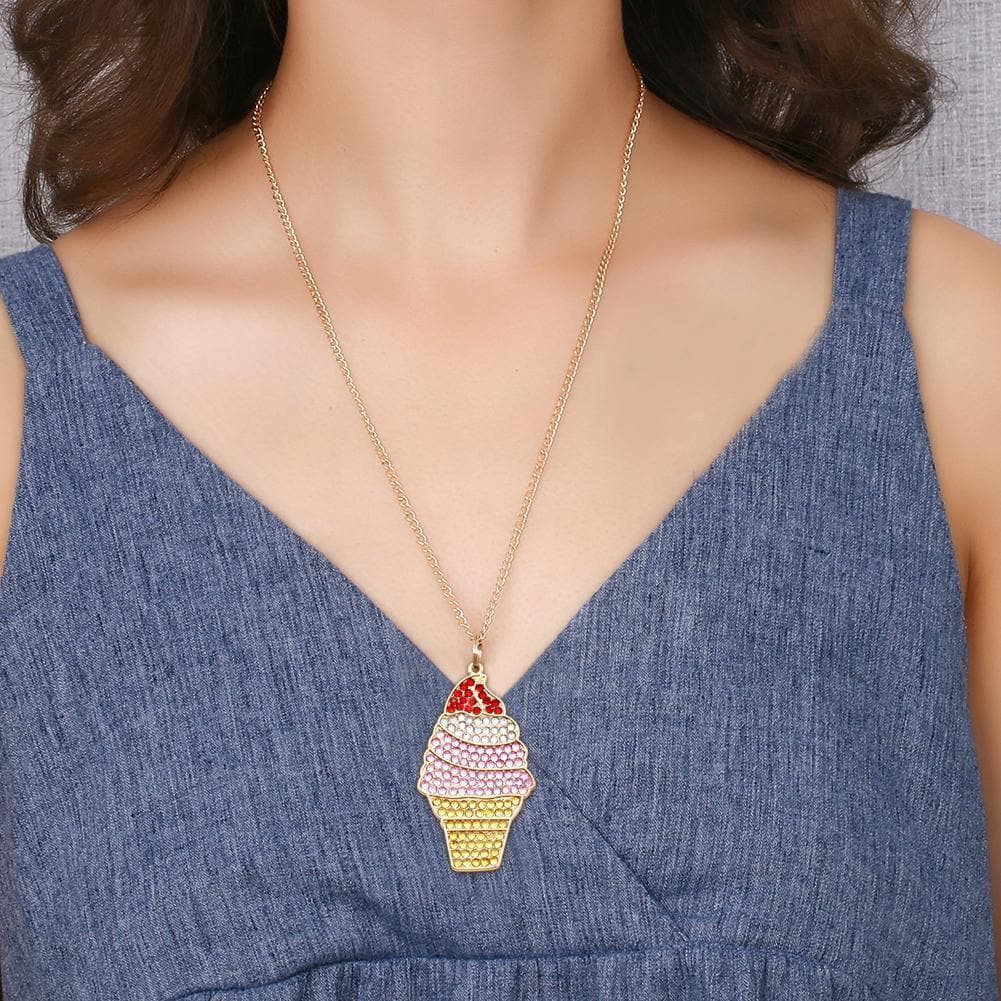 DIY Full Drill Diamond Keychain Ice Cream Necklace ktclubs.com