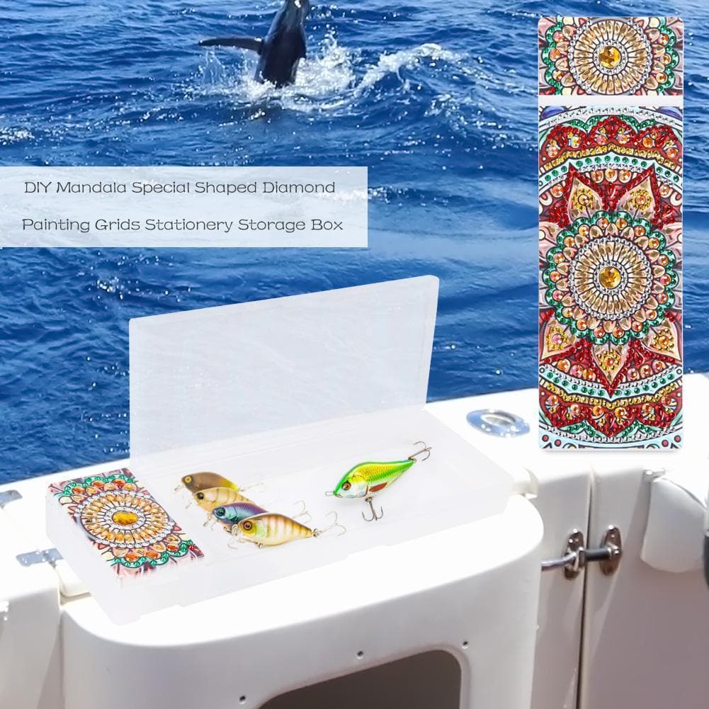 DIY Mandala Special Shaped Diamond 2 Grids Earrings Storage Box ktclubs.com