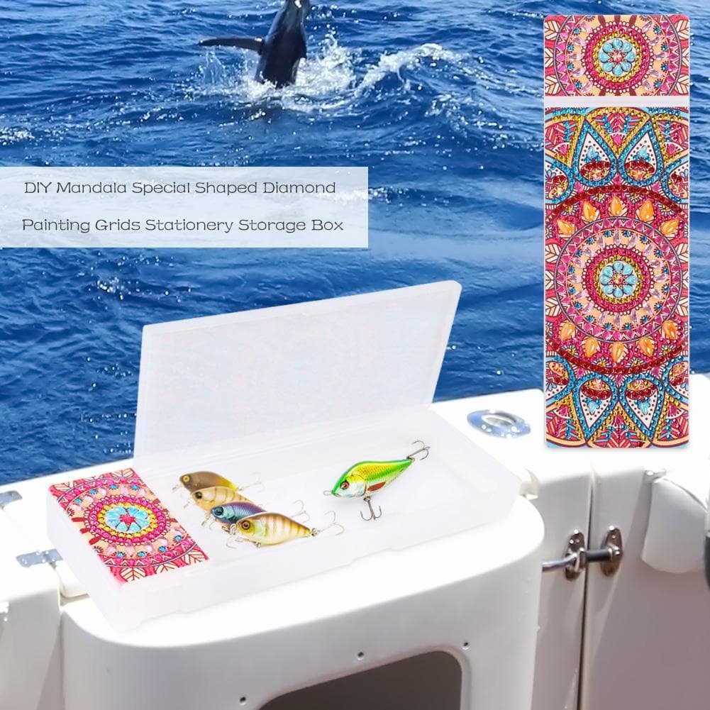 DIY Mandala Special Shaped Diamond 2 Grids Nail Art Storage Box ktclubs.com