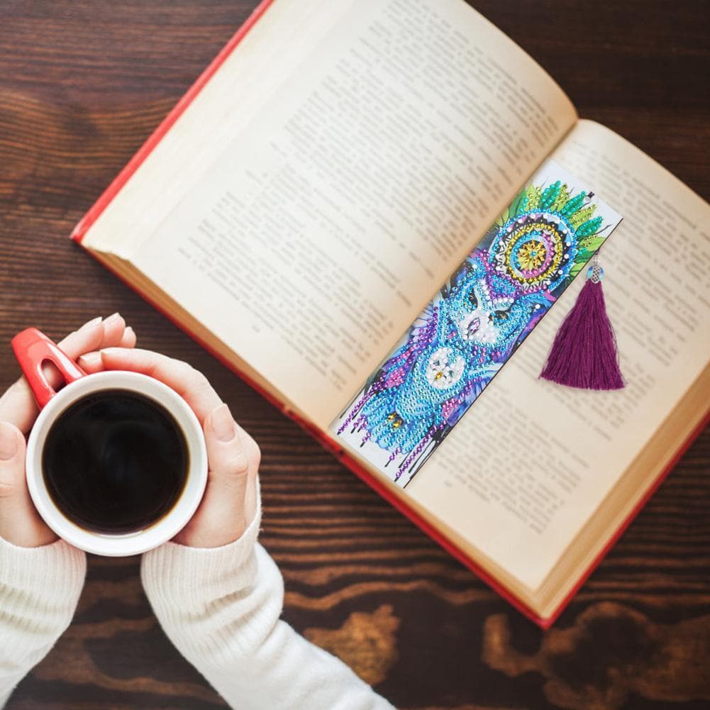 DIY Owl Special Shaped Diamond Leather Bookmark ktclubs.com