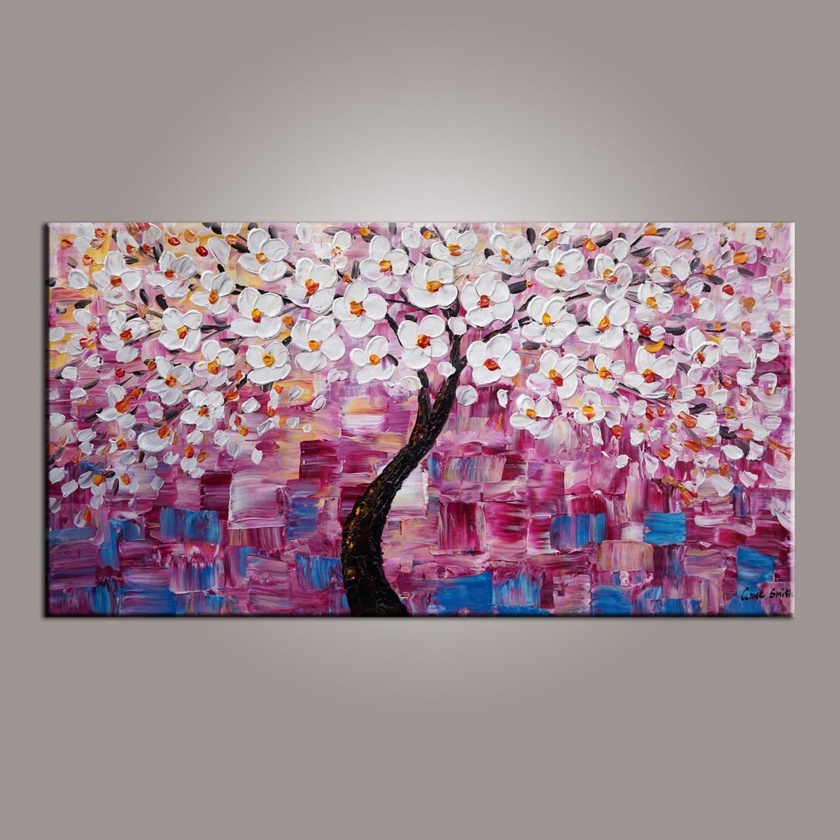 Flower Tree Painting, Art on Sale, Abstract Art Painting, Dining Room Wall Art, Art on Canvas, Modern Art, Contemporary Art