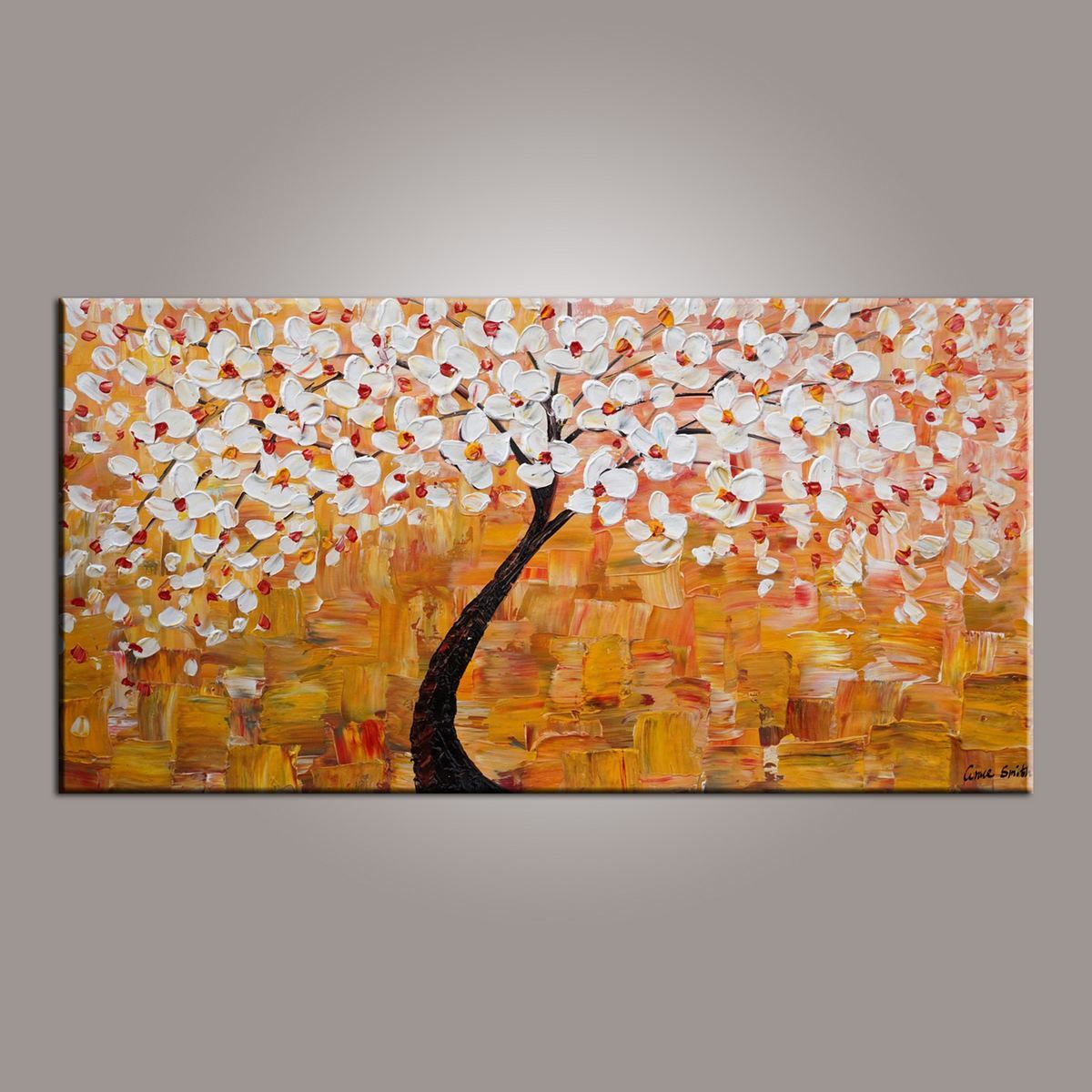 Art on Sale, Flower Tree Painting, Abstract Art Painting, Art on Canvas, Tree of Life Art, Contemporary Art