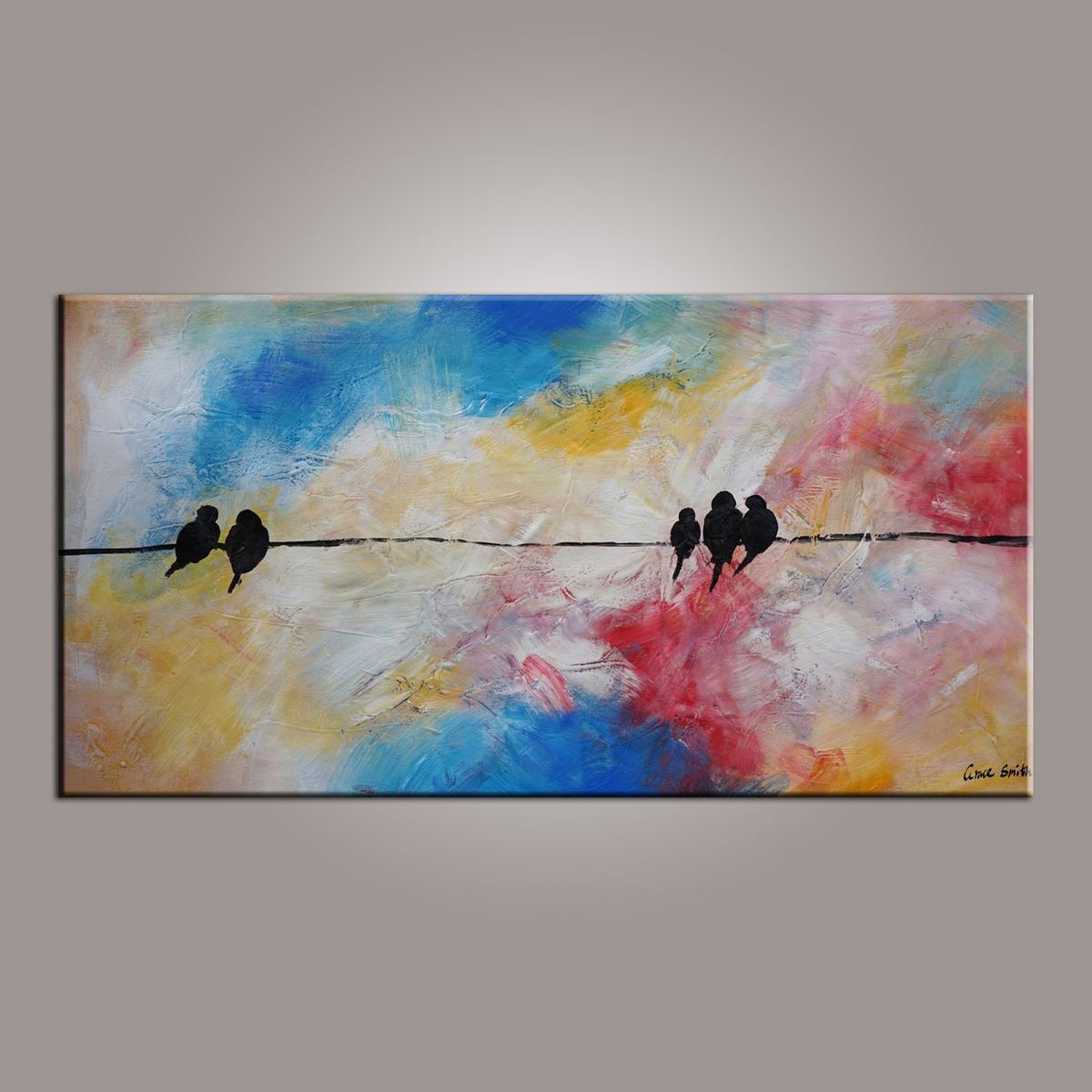 Modern Art, Abstract Art, Love Birds Painting, Painting for Sale, Contemporary Art, Flower Art, Abstract Art, Living Room Wall Art, Canvas Art