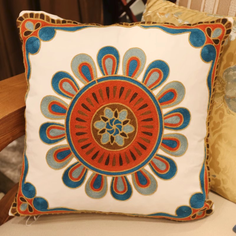 Decorative Throw Pillows for Couch, Embroider Flower Cotton Pillow Covers, Cotton Flower Decorative Pillows, Farmhouse Decorative Sofa Pillows