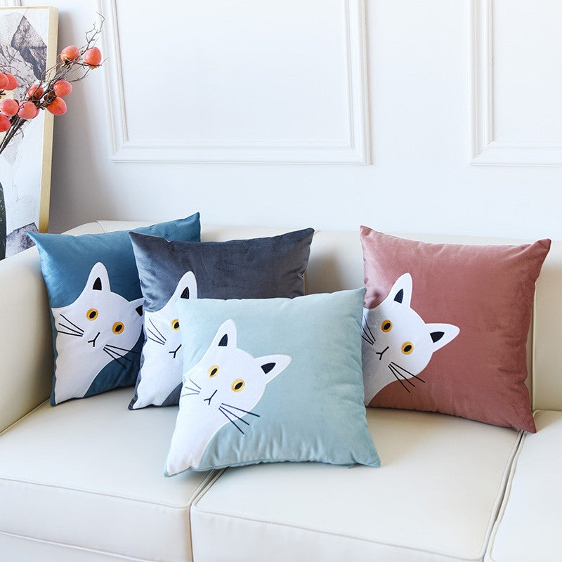 Modern Sofa Decorative Pillows, Lovely Cat Pillow Covers for Kid's Room, Cat Decorative Throw Pillows for Couch, Modern Decorative Throw Pillows
