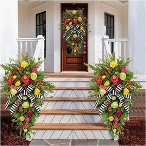 Faux Door Hanging Garland Front Door Hanging Decoration Autumn Colours Season Upside DownTree, wreath ktclubs.com