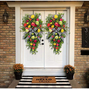 Faux Door Hanging Garland Front Door Hanging Decoration Autumn Colours Season Upside DownTree, wreath ktclubs.com