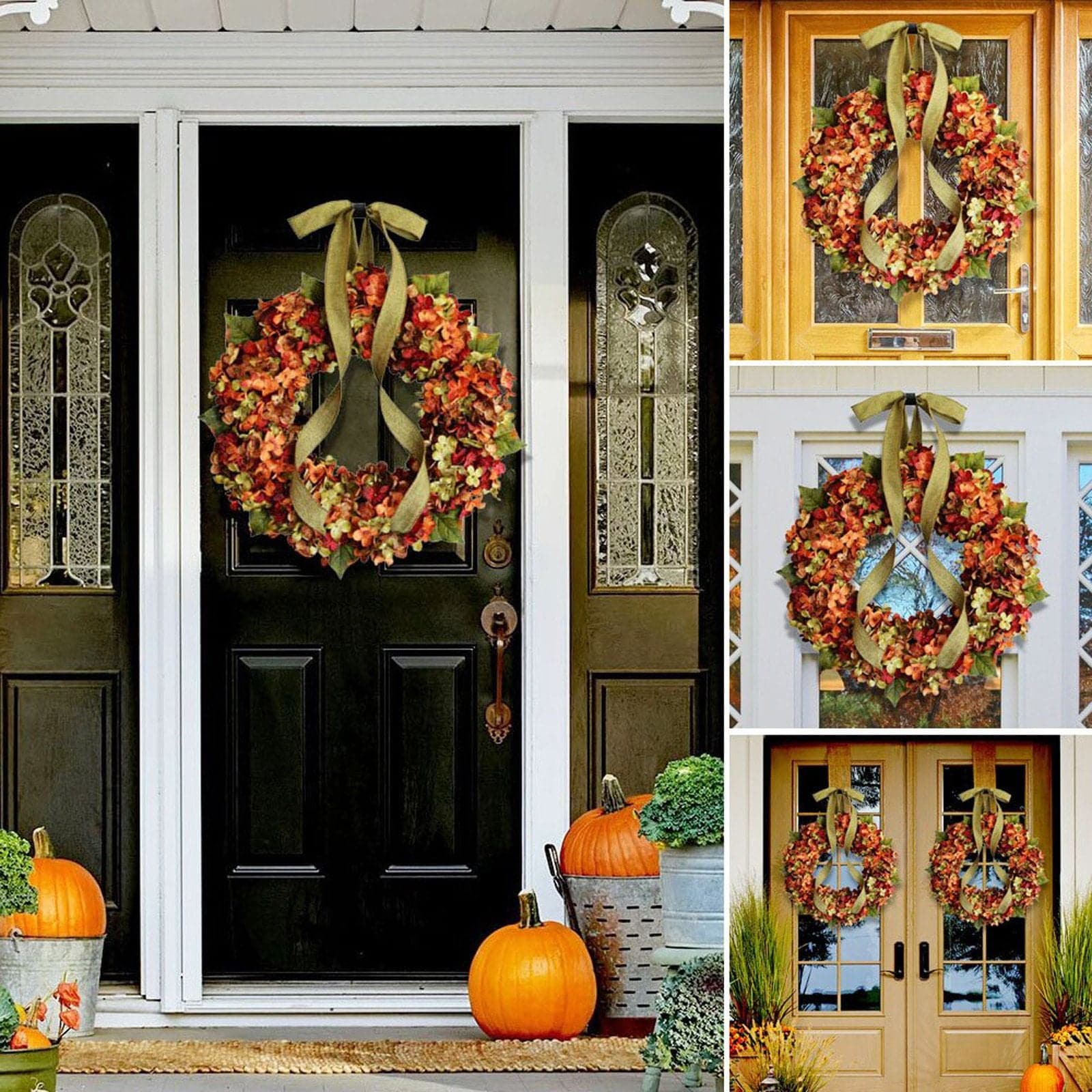 Grateful Autumn Door wreath Hydrangea Garland Faux Flower Decoration Rustic Wall Hanging ktclubs.com
