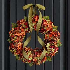 Grateful Autumn Door wreath Hydrangea Garland Faux Flower Decoration Rustic Wall Hanging ktclubs.com