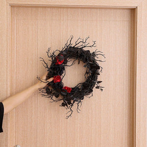 Halloween Deadwood Wreath Black Decorative Wreath Door Hanging Holiday Decoration Rattan Wreath Wall Hanging ktclubs.com