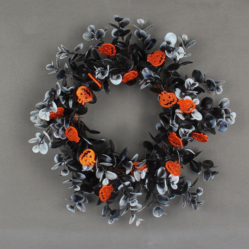 Halloween dead branch wreath door hanging holiday window party simulation pumpkin vine circle decoration wall hanging ktclubs.com