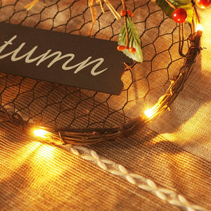 Harvest Halloween Home Decorations LED Autumn Sunflower Iron Mesh Wooden Plaque Simulated wreath ktclubs.com