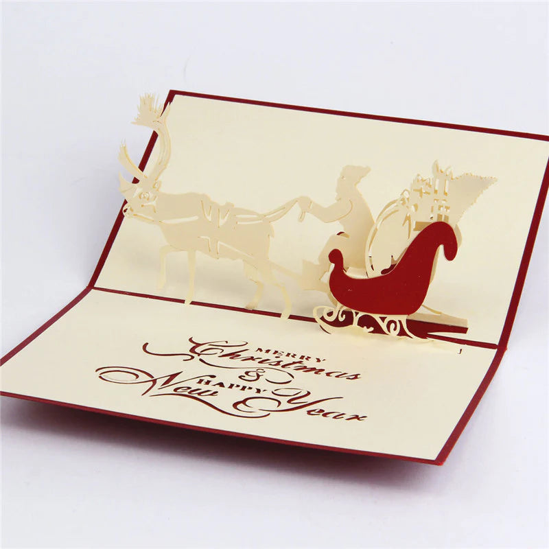 Hollow paper carving deer car models-Recordable stereo greeting card ktclubs.com
