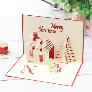 Hollow paper carving hut section-Recordable stereo greeting card ktclubs.com