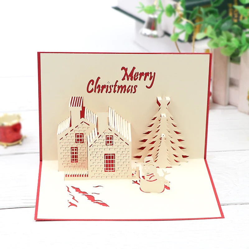 Hollow paper carving hut section-Recordable stereo greeting card ktclubs.com