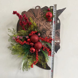 Horse Head Wreath Christmas Wreath Christmas Day Decoration Horse Head with Christmas Ball Wreath ktclubs.com
