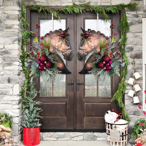 Horse Head Wreath Christmas Wreath Christmas Day Decoration Horse Head with Christmas Ball Wreath ktclubs.com