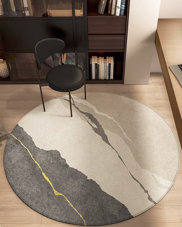 Modern Rugs for Dining Room, Abstract Contemporary Round Rugs under Chairs, Circular Area Rugs for Bedroom, Geometric Modern Rugs for Living Room