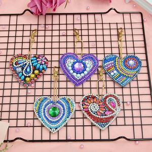 Love Heart 5pcs Full Special Shaped 5D DIY Diamond Keychain ktclubs.com