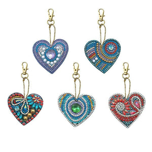 Love Heart 5pcs Full Special Shaped 5D DIY Diamond Keychain ktclubs.com