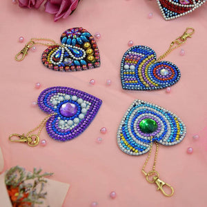Love Heart 5pcs Full Special Shaped 5D DIY Diamond Keychain ktclubs.com