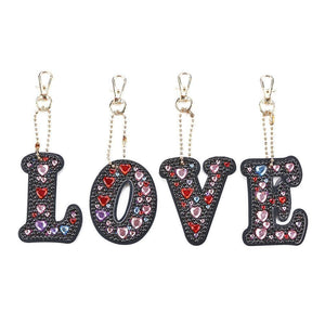 Love Letter 4pcs DIY Full Drill Special Shaped Diamond Keychain ktclubs.com