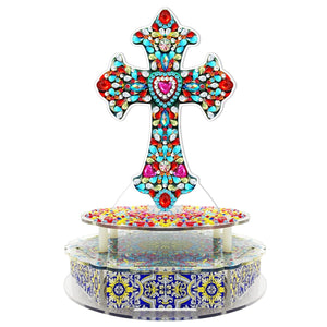 New Halloween 5D DIY Religious Music Box Handmade Spot Drill 5d Alien-Cross Ornament ktclubs.com