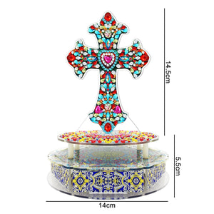 New Halloween 5D DIY Religious Music Box Handmade Spot Drill 5d Alien-Cross Ornament ktclubs.com