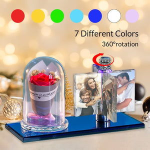 Personalized 3D Rotate windmill Light crystal photo frame Lamp Custom Valentine's Day gift photo album heart frame windmill crystal ktclubs.com