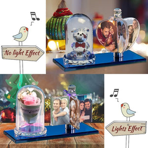 Personalized 3D Rotate windmill Light crystal photo frame Lamp Custom Valentine's Day gift photo album heart frame windmill crystal ktclubs.com