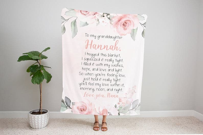 Personalized Granddaughter Blanket, To My Granddaughter, Christmas Gift Granddaughter, Granddaughter Gift, Personalized Blanket, Pink Floral ktclubs.com