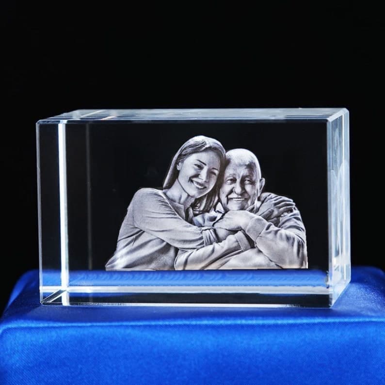 Personalized Mother’s Day Gift from Daughter, Custom Engraved Picture, Laser Etch Print, Tabletop Home Decor | 3D Photo Crystal Rectangle ktclubs.com