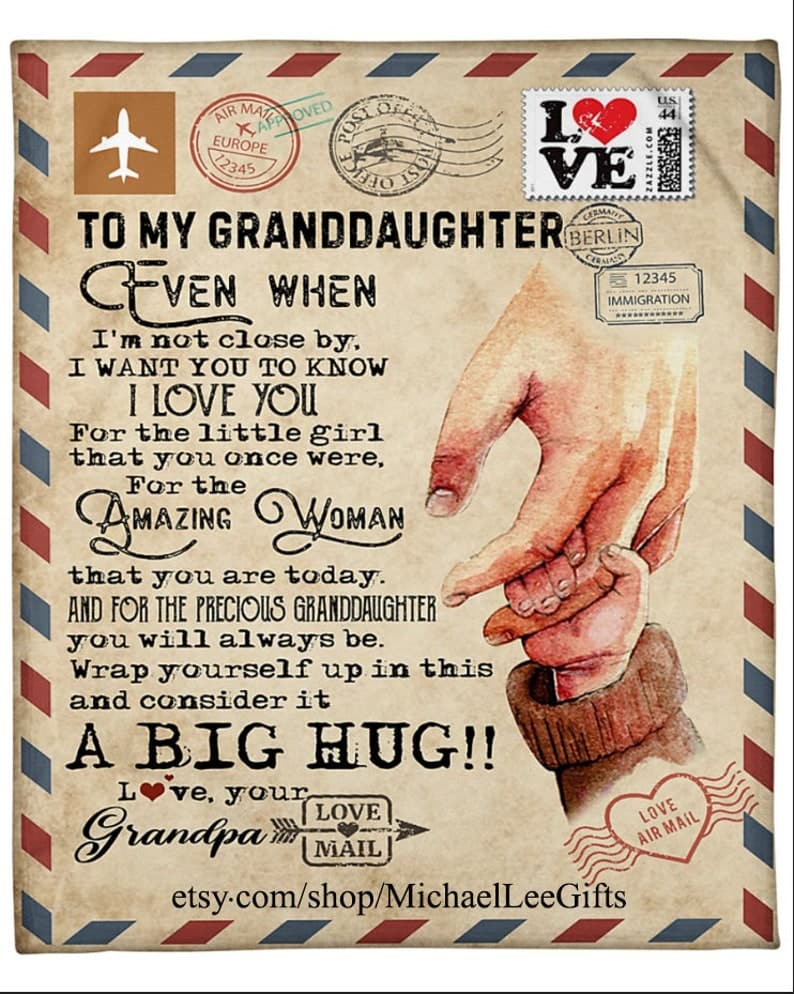 Personalized To My Granddaughter From Grandpa Fleece Sherpa blanket Granddaughter blanket granddaughter birthday gift Valentine blanket gift ktclubs.com