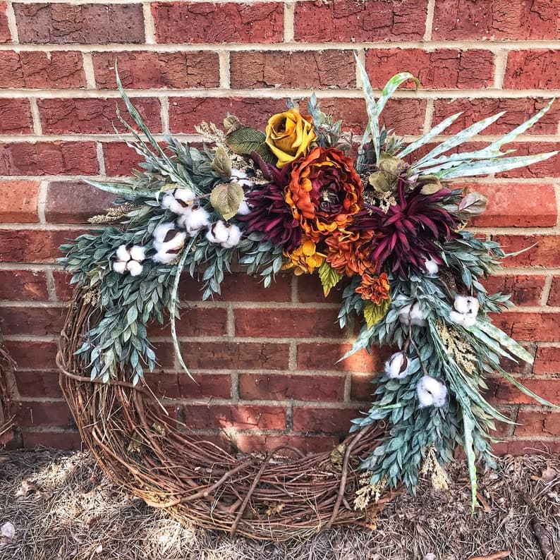Rust & Burgundy Fall Wreath, Front Door Wreaths, Rustic Wreath, Door Décor, Front Door Wreath, Boho Door Wreath, Autumn Wreath, Fall Decor ktclubs.com