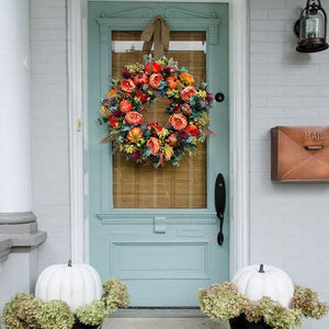 Simulation plant wreath door decoration Autumn pumpkin vine circle door hanging Thanksgiving cane decorations ktclubs.com