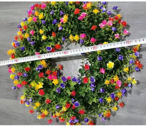 Spring Wreath Spring Simulation Flower Holiday Decoration Wreath Garden Hanging Decoration Door Ring Door Hanging ktclubs.com
