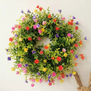Spring Wreath Spring Simulation Flower Holiday Decoration Wreath Garden Hanging Decoration Door Ring Door Hanging ktclubs.com
