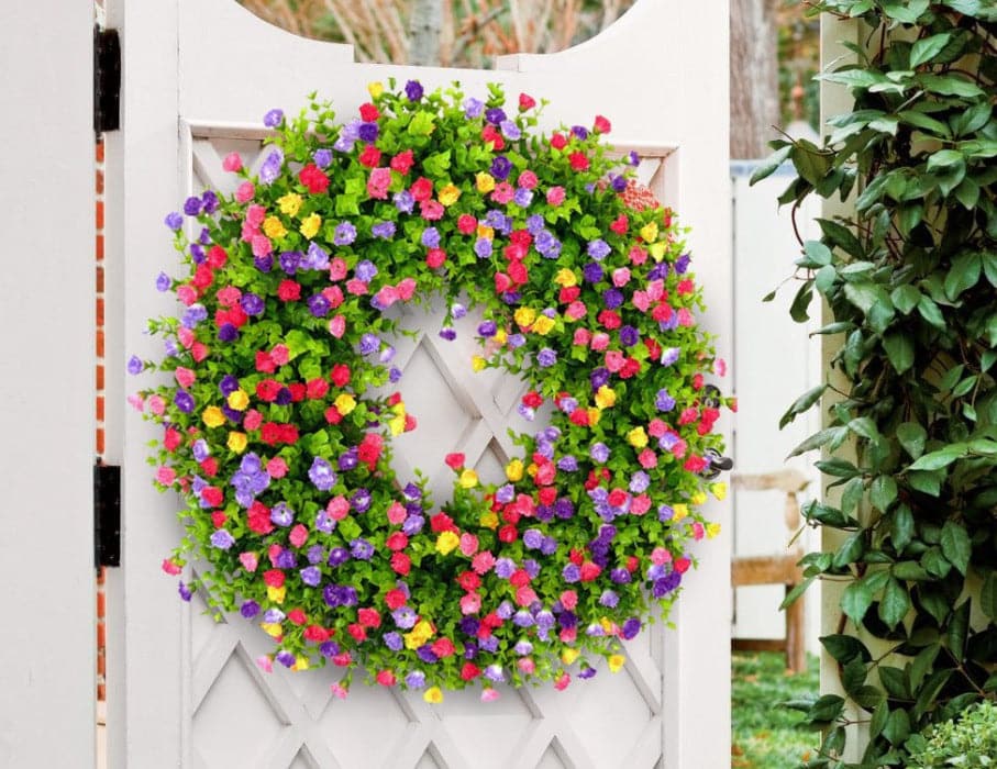 Spring Wreath Spring Simulation Flower Holiday Decoration Wreath Garden Hanging Decoration Door Ring Door Hanging ktclubs.com