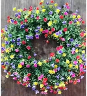 Spring Wreath Spring Simulation Flower Holiday Decoration Wreath Garden Hanging Decoration Door Ring Door Hanging ktclubs.com