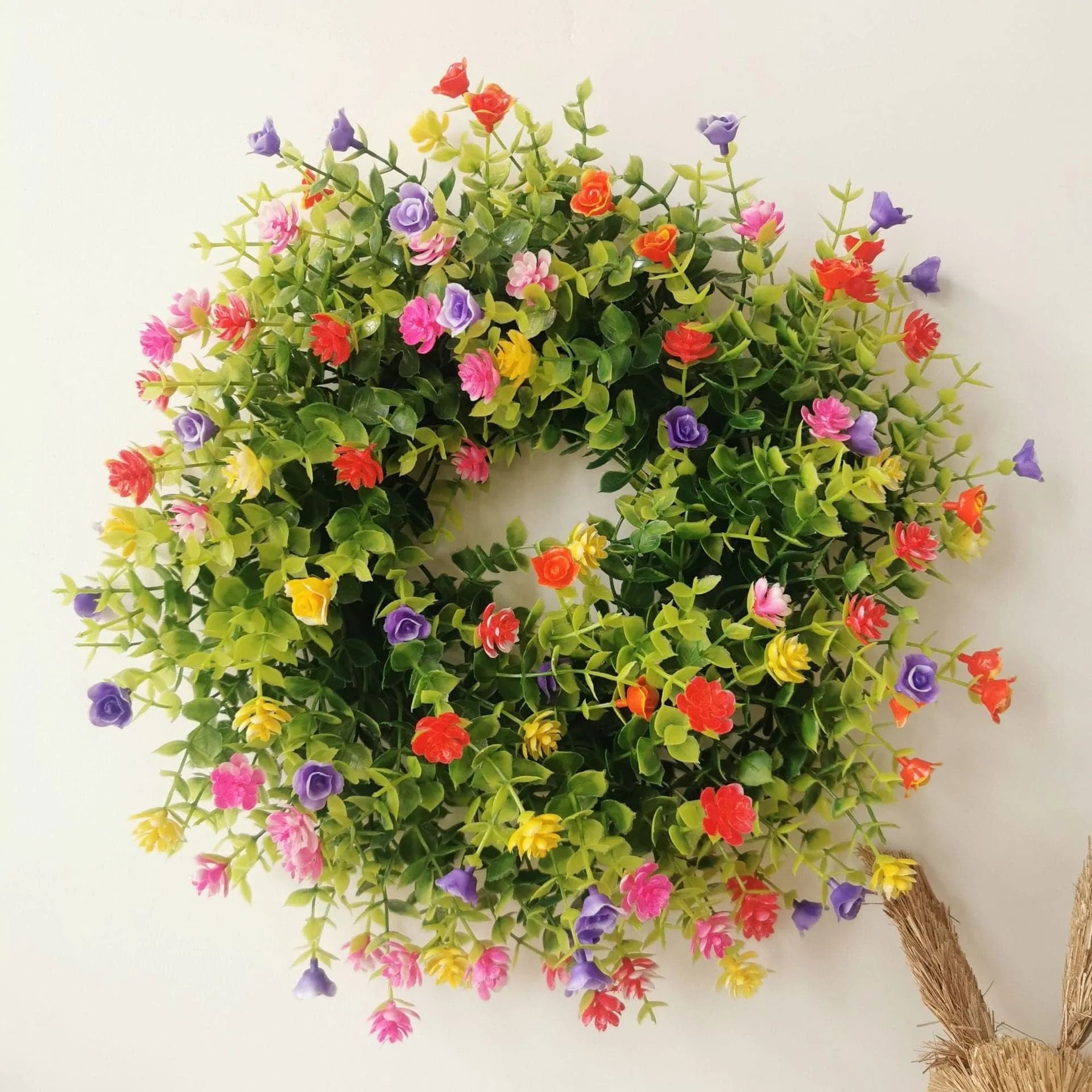 Spring Wreath Spring Simulation Flower Holiday Decoration Wreath Garden Hanging Decoration Door Ring Door Hanging ktclubs.com
