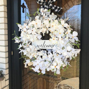 Spring wreath front door hanging decoration simulation flower decoration venue decoration props ktclubs.com